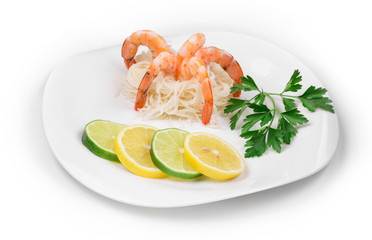 Fresh unshelled boiled shrimps