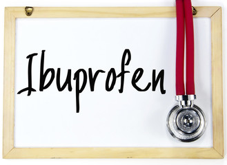 ibuprofen word write on blackboard