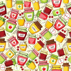 Seamless pattern with canned jar