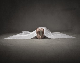 death corpse under white cloth