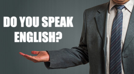 Business man Presenting English Language Question