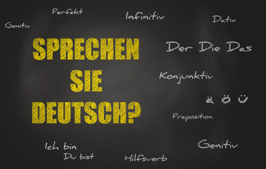 Blackboard With Various German Words On It