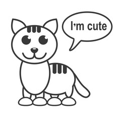 Cute cartoon kity saying 'I'm cute'