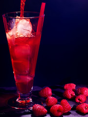 Red  raspberry cocktail  on dark background 12.