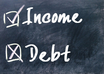 Fototapeta premium Income or debt choice