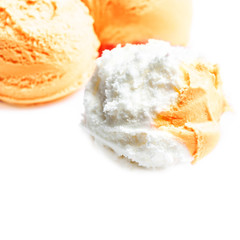 Yellow  Ice Cream isolated over white background. Vanilla, Lemon