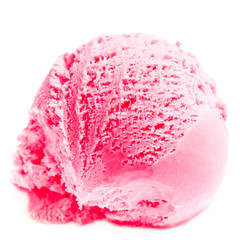 Strawberry Ice Cream isolated over white background. Macro. Beau