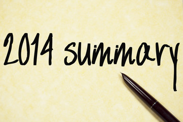 2014 summary text write on paper