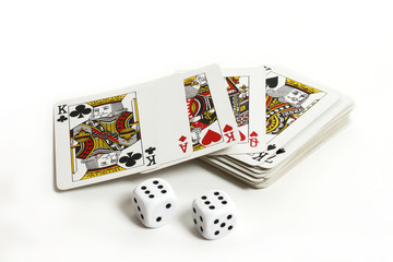 Spielkarten mit Würfel
