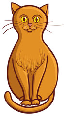 Red cat sitting. Vector illustration.