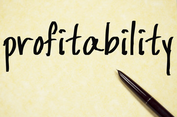 profitability word write on paper