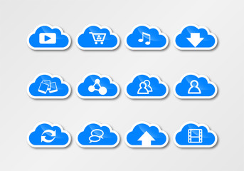 Obraz premium cloud computing sticker cyan