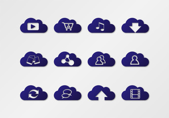 cloud computing sticker dark blue with gradient effect