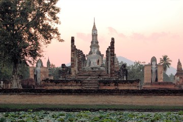 Ancient buddha statue. Sukhothai Historical Park