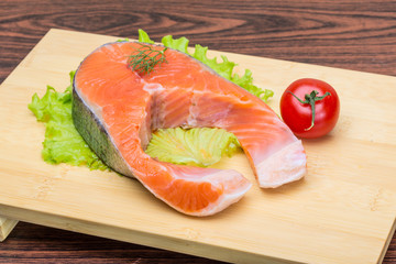 Raw salmon steak