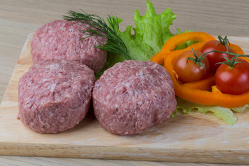 Raw burger cutlet