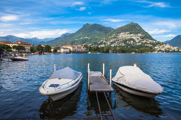 View of Lugano lake and the mountain in Locarno city