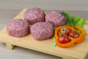 Raw burger cutlet