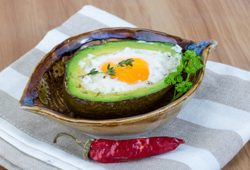 Egg backed in avocado