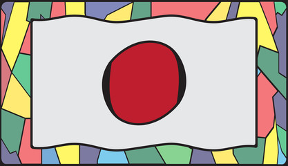 Naklejki  Flaga Japonii na witrażu
