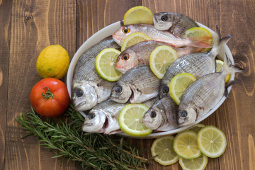 Fresh fish with lemon.
