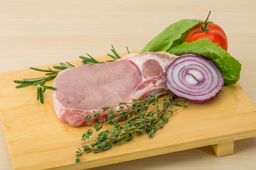 Raw pork steak