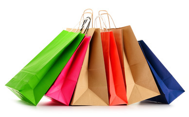 Paper shopping bags isolated on white background