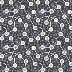Contrasty Dark Seamless Pattern with Web Icons