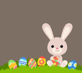 Easter holiday flat style postcard template