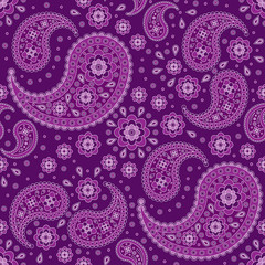 seamless background with paisley patterns in violet tones