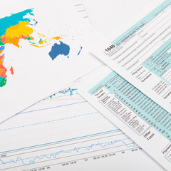 Fototapeta premium US 1040 Tax Form and silver ball pen over it - studio shot