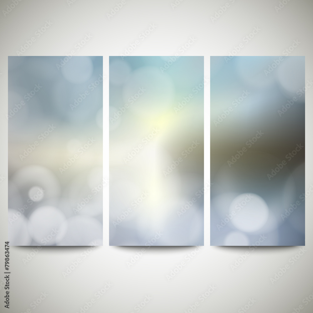 Aufkleber blurry backgrounds set with bokeh effect. abstract banners set