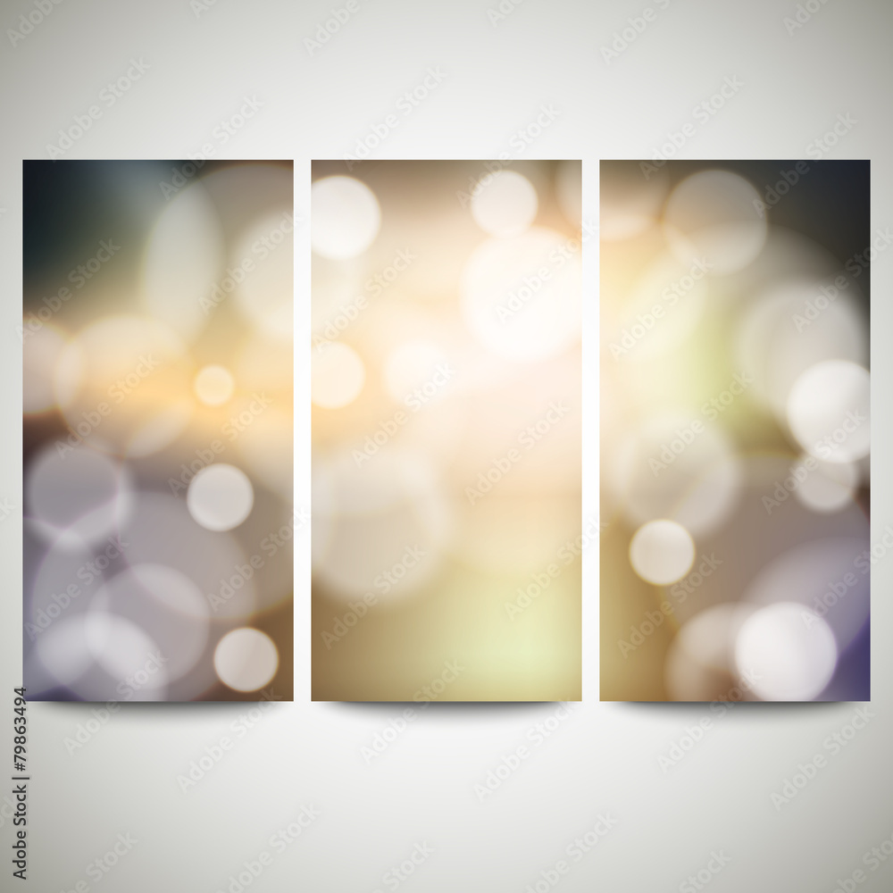 Aufkleber blurry backgrounds set with bokeh effect. abstract banners set