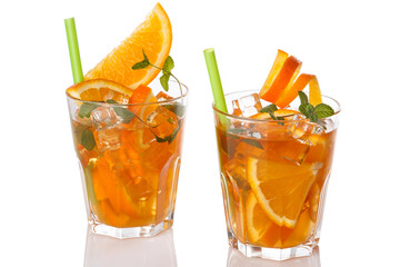 Refreshing lemonade with oranges and mint