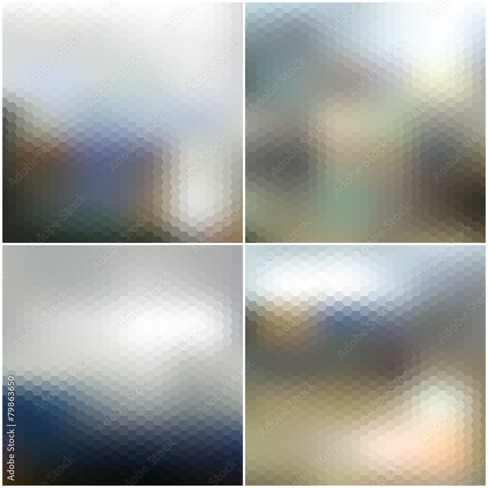 Poster vector web and mobile interface templates. blurred hexagonal