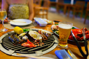 Seafood at grill