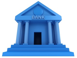 Blue Bank building 3d icon