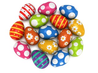 Easter Eggs on white