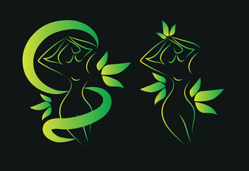 icons set woman silhouette healthy or eco spa theme - 79864821