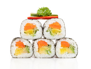 Delicious sushi pieces