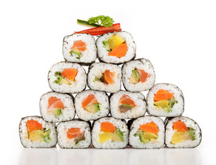 Delicious sushi pieces