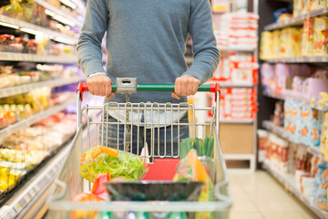 Detail of a man shopping in a supermarket