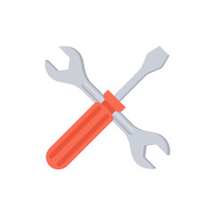 Screwdriver and wrench tools. Settings symbol.