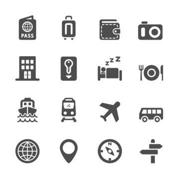hotel and transportation icon set, vector eps10