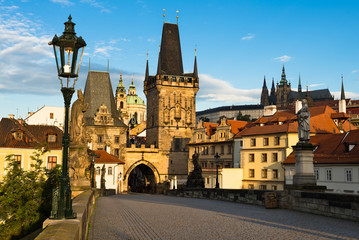 Naklejka na ściany i meble Morning view from Charles Bridge in Prague