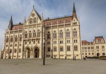 Fototapeta na wymiar Parliament building in Budapest, Hungary. Side view