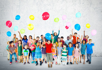 Fototapeta premium Children Smiling Happiness Friendship Balloon Concept