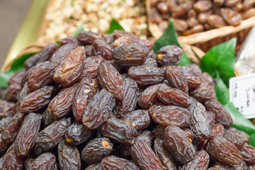 Dates on sale at a market stall, La Boqueria Market, Barcelona
