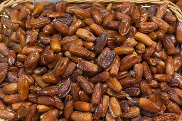 Dates on sale at a market stall, La Boqueria Market, Barcelona