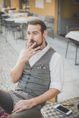 handsome big moustache hipster man